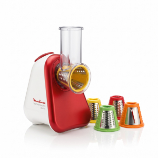 Moulinex Fresh Express Plus DJ756G15 – elektrické struhadlo s 5 nástavci, červené