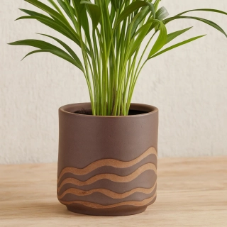 Bloomingville Haakon – hnědý kameninový květináč, výška 12 cm