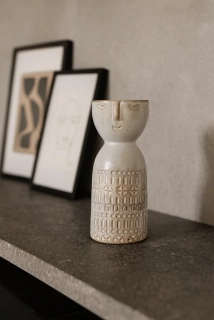 Bloomingville Embla váza – bílá kamenina, 6 × 14,5 cm