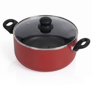 Livoo MEP151R – hliníkový hrnec s poklicí 28 cm, 7 l, nepřilnavý povrch, indukce