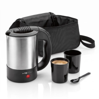 Clatronic WKR 3624 – cestovní rychlovarná konvice 0,5 l, 1000 W, se 2 hrnky a taškou