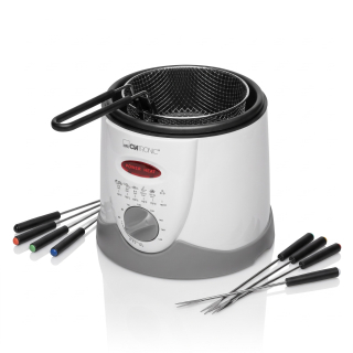 Clatronic FFR 2916 – fondue fritéza 2v1, 900 W, 1 l oleje, 6 vidliček