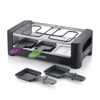 SEVERIN RG 9645 – raclette gril, 4 pánvičky, 1 400 W (bez grilovacího kamene)