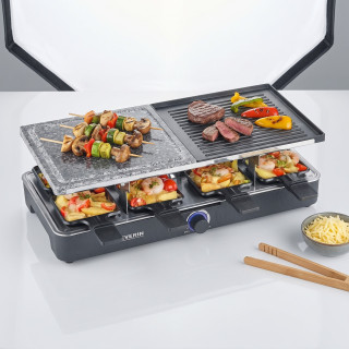 SEVERIN RG 2371 – raclette gril s přírodním kamenem a grilovací deskou, 8 pánviček, 1300 W