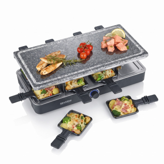 Severin RG 2372 – raclette gril s přírodním grilovacím kamenem, 8 pánviček, 1300 W