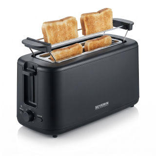 Severin AT 2591 – topinkovač s dlouhými štěrbinami na 4 plátky, 1400 W, matně černý