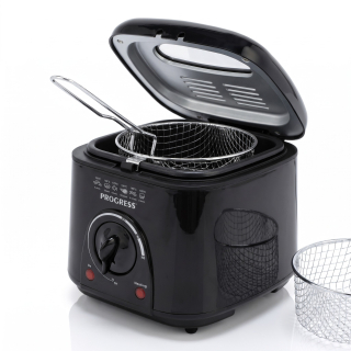 Progress EK2969PBLKVDE – mini fritéza 1 l, 950 W, s pachovým filtrem, černá