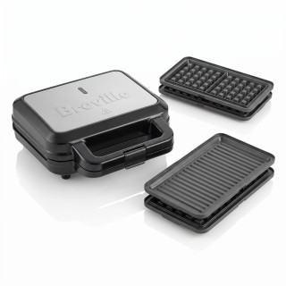 Breville VST098X – sendvičovač 3v1 na sendviče, vafle a panini, 850 W – rozbalené