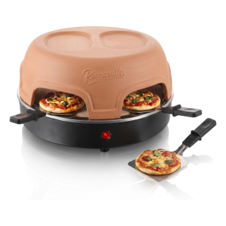 Emerio Pizzarette PO-116124.1 – stolní pec na mini pizzy pro 8 osob, terakotový poklop