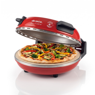 Ariete Pizza Party 909 – elektrická pec na pizzu 1200 W s kamenem, 400 °C, červená