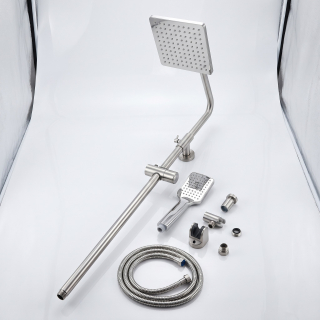 DP Bath Azabache – sprchový set s hranatou hlavovou sprchou, nerez, bez baterie
