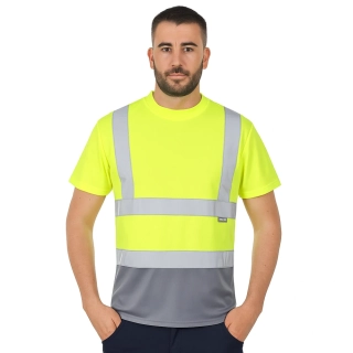 Reflexní funkční triko PORTWEST S378 Hi-Vis dvoubarevné, Žlutá/šedá, vel. M