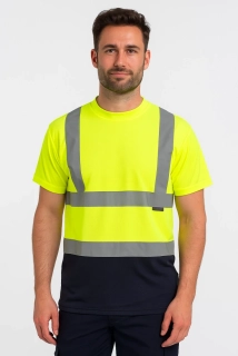 Reflexní funkční triko PORTWEST S378 Hi-Vis dvoubarevné, Žlutá/Tmavě modrá, vel. L