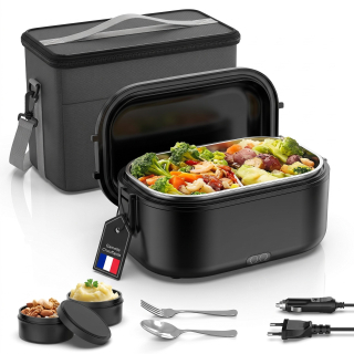 Wlikeit elektrický ohřívací obědový box 1,5 l – 80 W, 12 V / 24 V / 230 V, černý