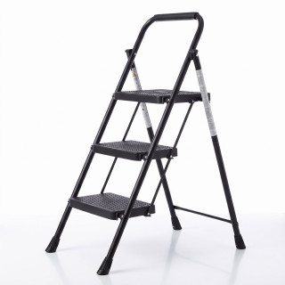 Skládací ocelové schůdky WK2215D-3 – 3 stupně, nosnost 150 kg, černé