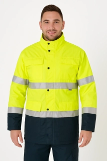 Pánská nepromokavá zimní reflexní Hi-Vis bunda 2v1 Cerva Malabar, Žlutá, vel. M